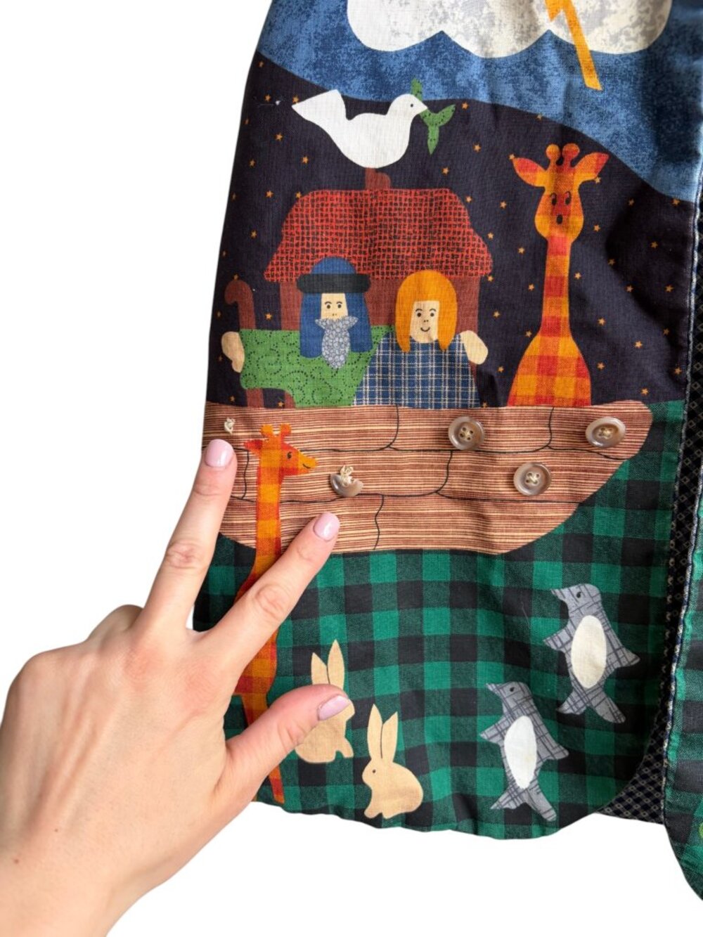 Vtg Noahs Ark Vest Womens M Reversible Buttons Sunday school Teacher 90's Y2K - Picture 3 of 5